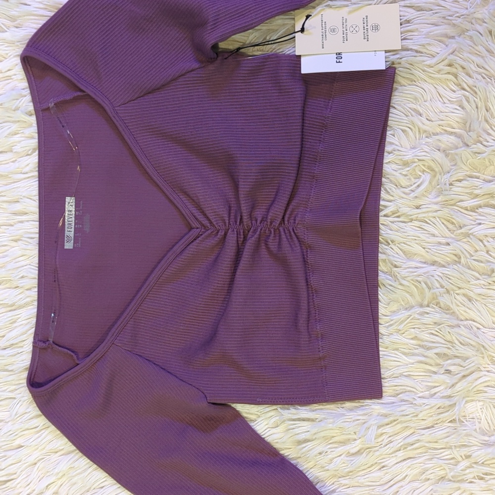 Forever 21 Women's Purple Crop Long Sleeve Top Size L